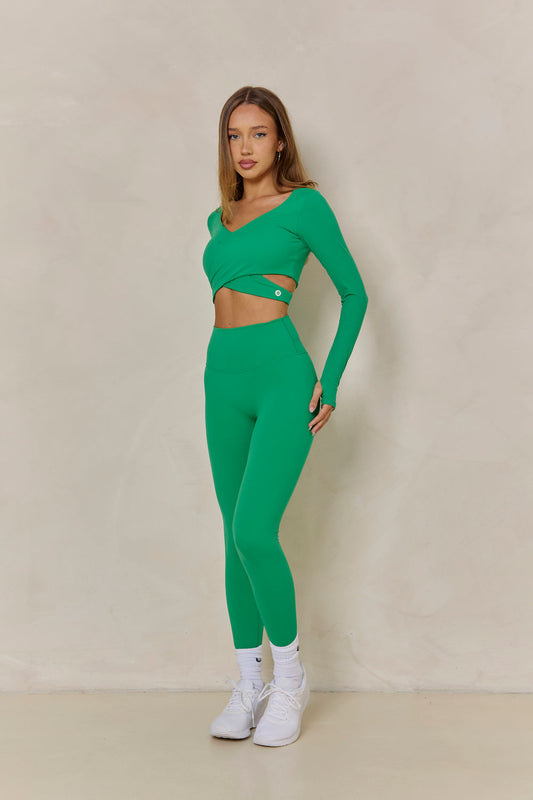 Astoria BALANCE Crossover Sleeve Crop - Palm Green
